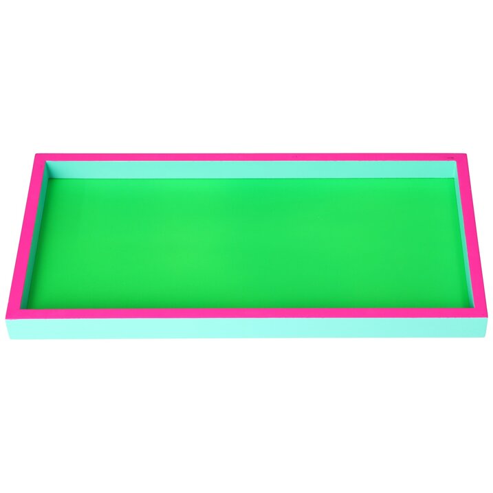 Neo, Tablett, rechteckig (30x2x15cm), 3 farbig, neon grün/neon pink/türkis
