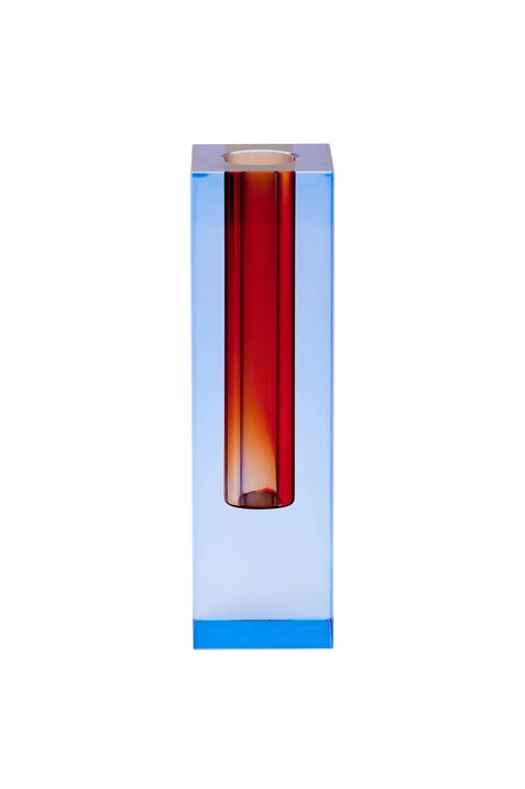 Sari,  Kristallglas Vase H17cm, blau/orange, gs