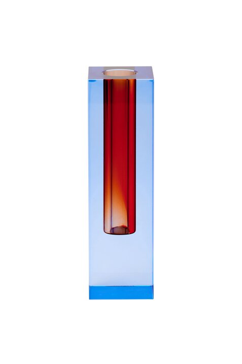 Sari, crystal glass vase h16,5cm, blue/orange, sprayed