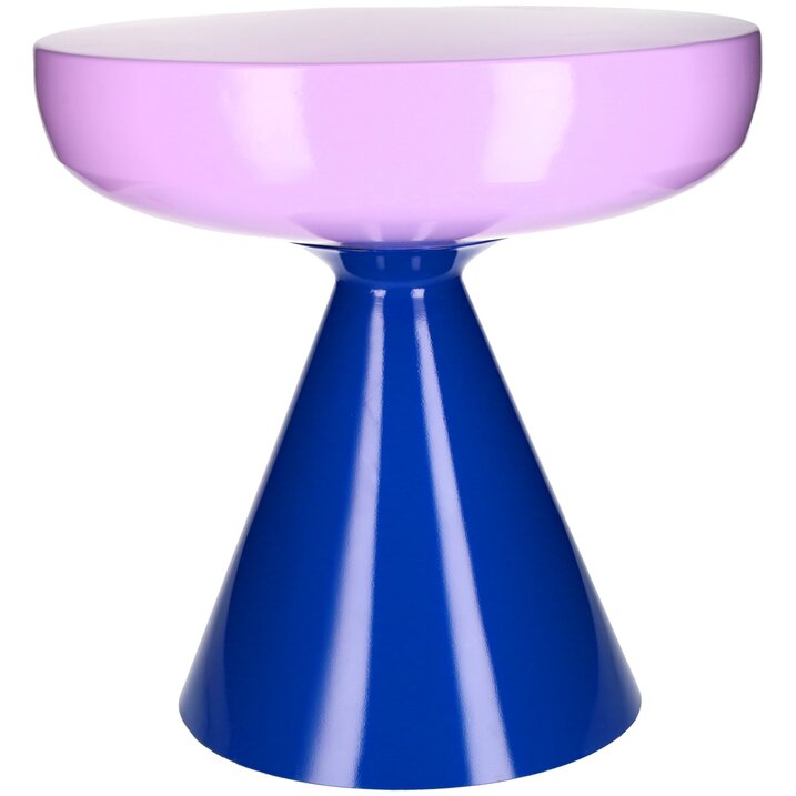 Grimaud, Beistelltisch mit Fuss, H45cm, Metall, glänzend, lila/blau