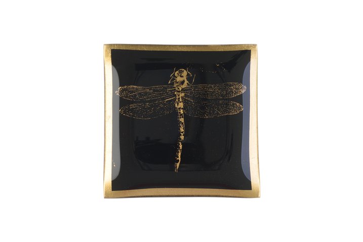 Love Plates, glas tray, S, dragonfly, black