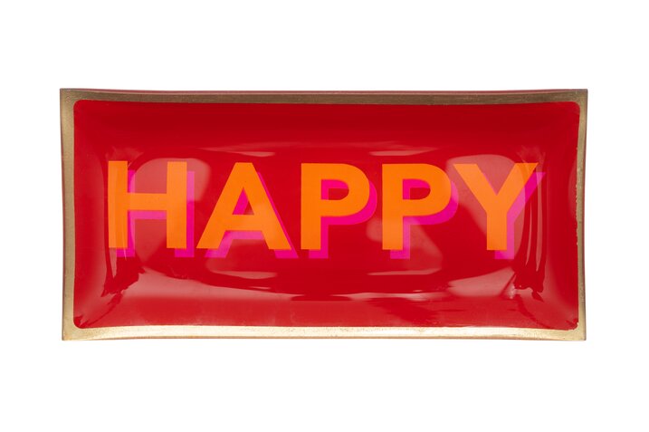 Love Plates, Glasteller  L, Happy, rot