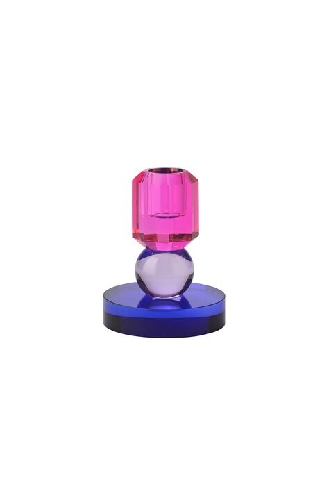 Sari, Kristallglas, Kerzenhalter H10,5cm, 1 Kugel, pink/flieder/lila, gs