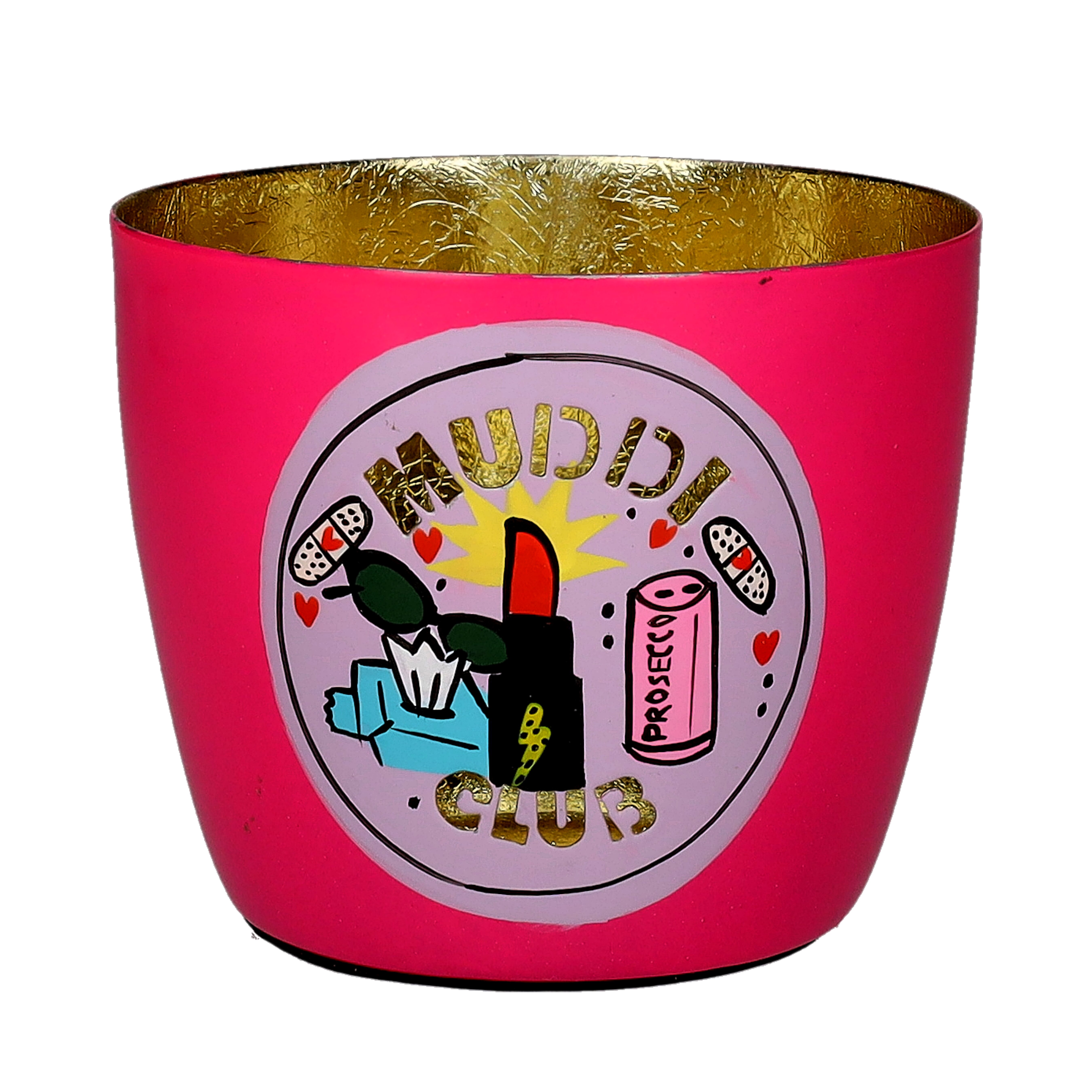 Madras, Windlicht, M, Motiv: Muddi  Club, hot pink/gold
