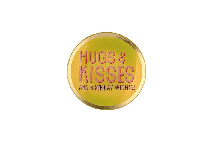 Love Plates, Glasteller S, Hugs & Kisses, rund, gelb