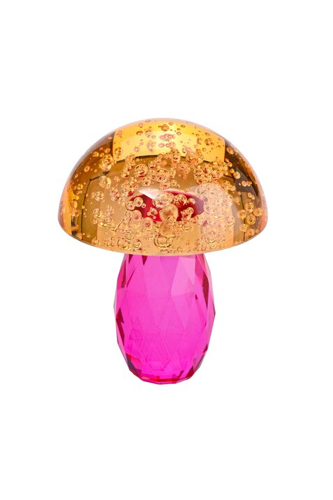 Sari, deco mushroom, S(h10cm), glass, orange/pink, sprayed