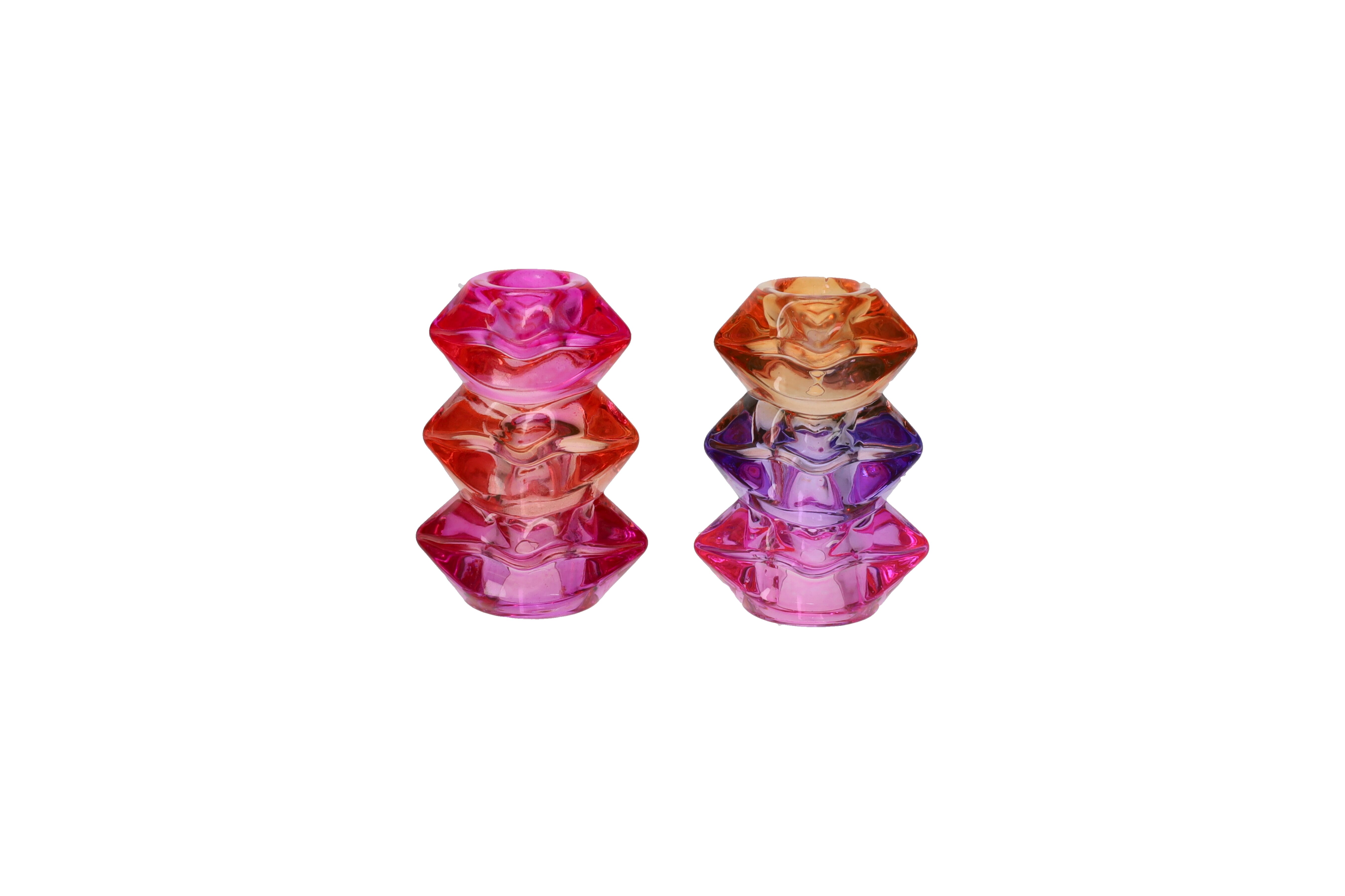 L´amour, Kerzenhalter 2fach sortiert, Lippen, pink, orange, lila, gs
