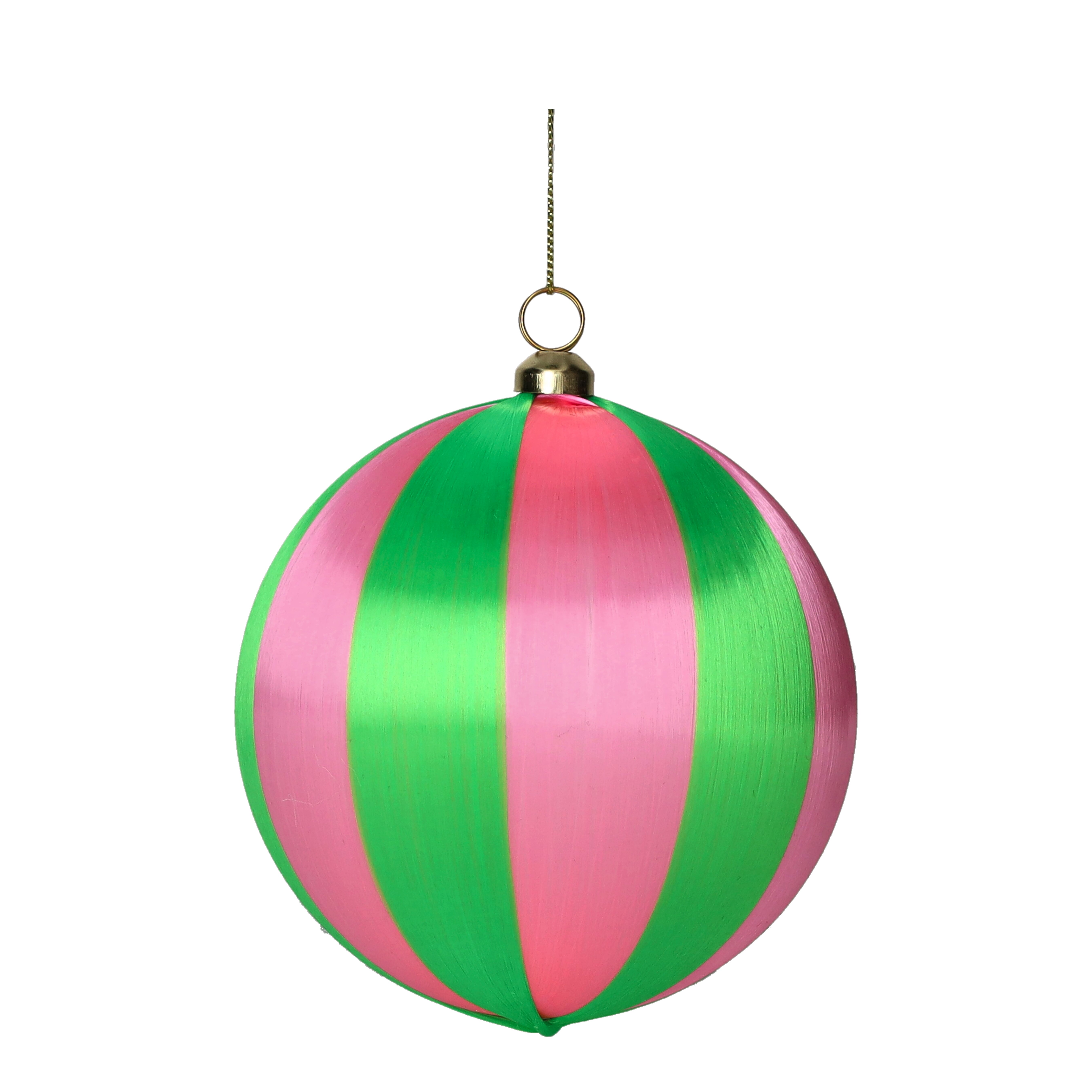 Chinois, Weihnachtskugel, 12cm, Streifen, grün/rosa