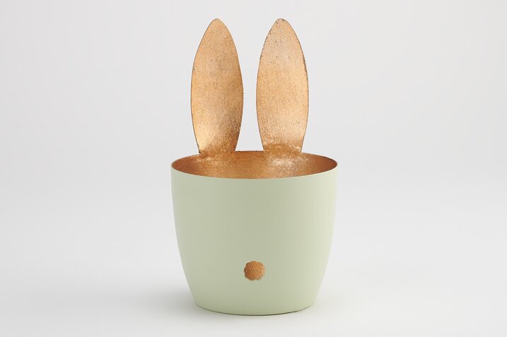 Madras, votive, M, motive: bunny, pastel green/gold