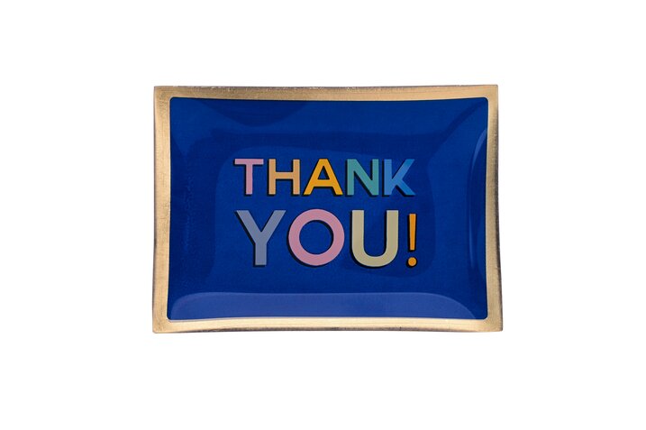 Love Plates, Glasteller M, Motiv: Thank you, blau