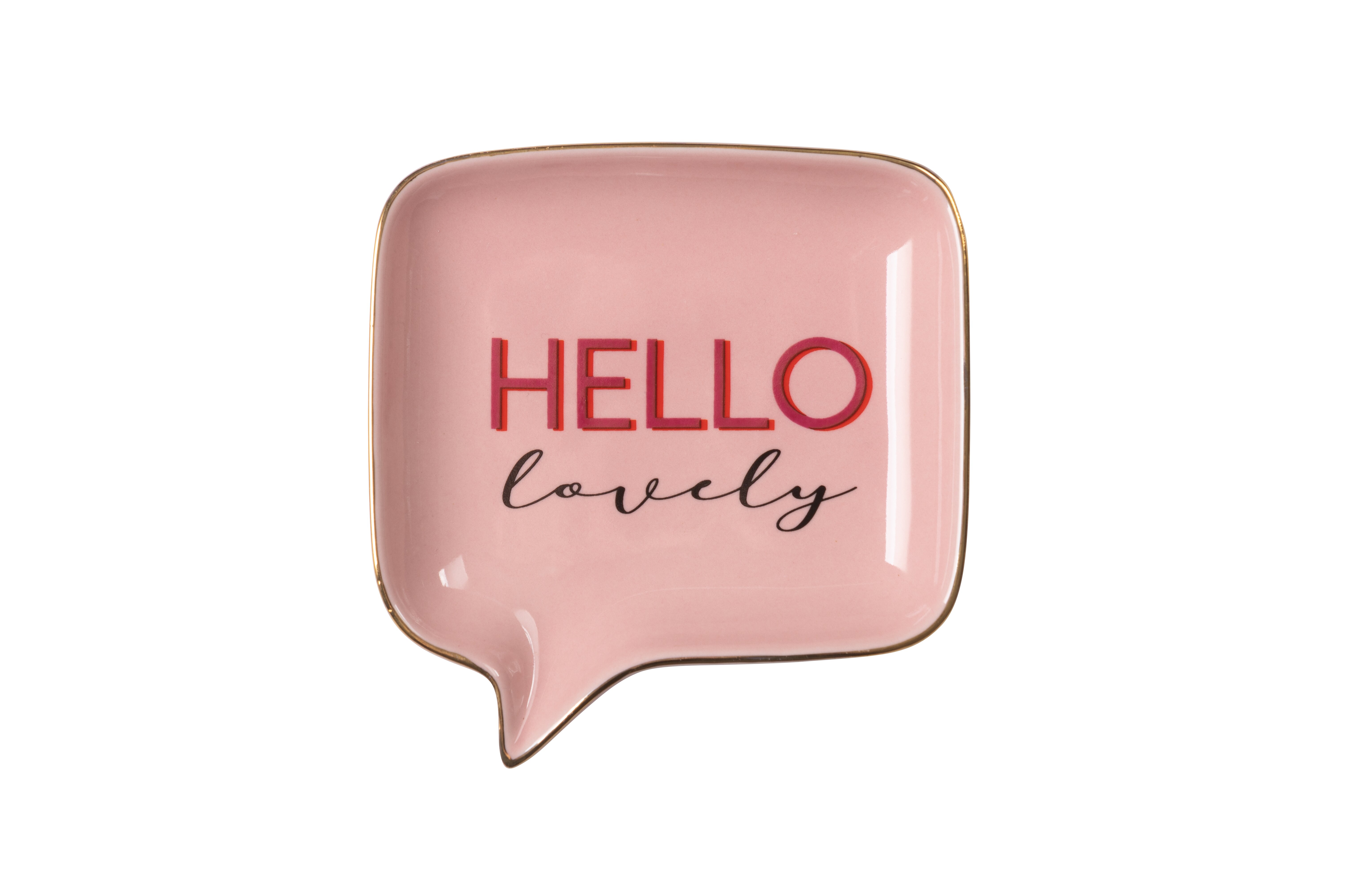 Love Plates, Deko-Teller, Porzellan, Sprechblase, Hello lovely, rosa