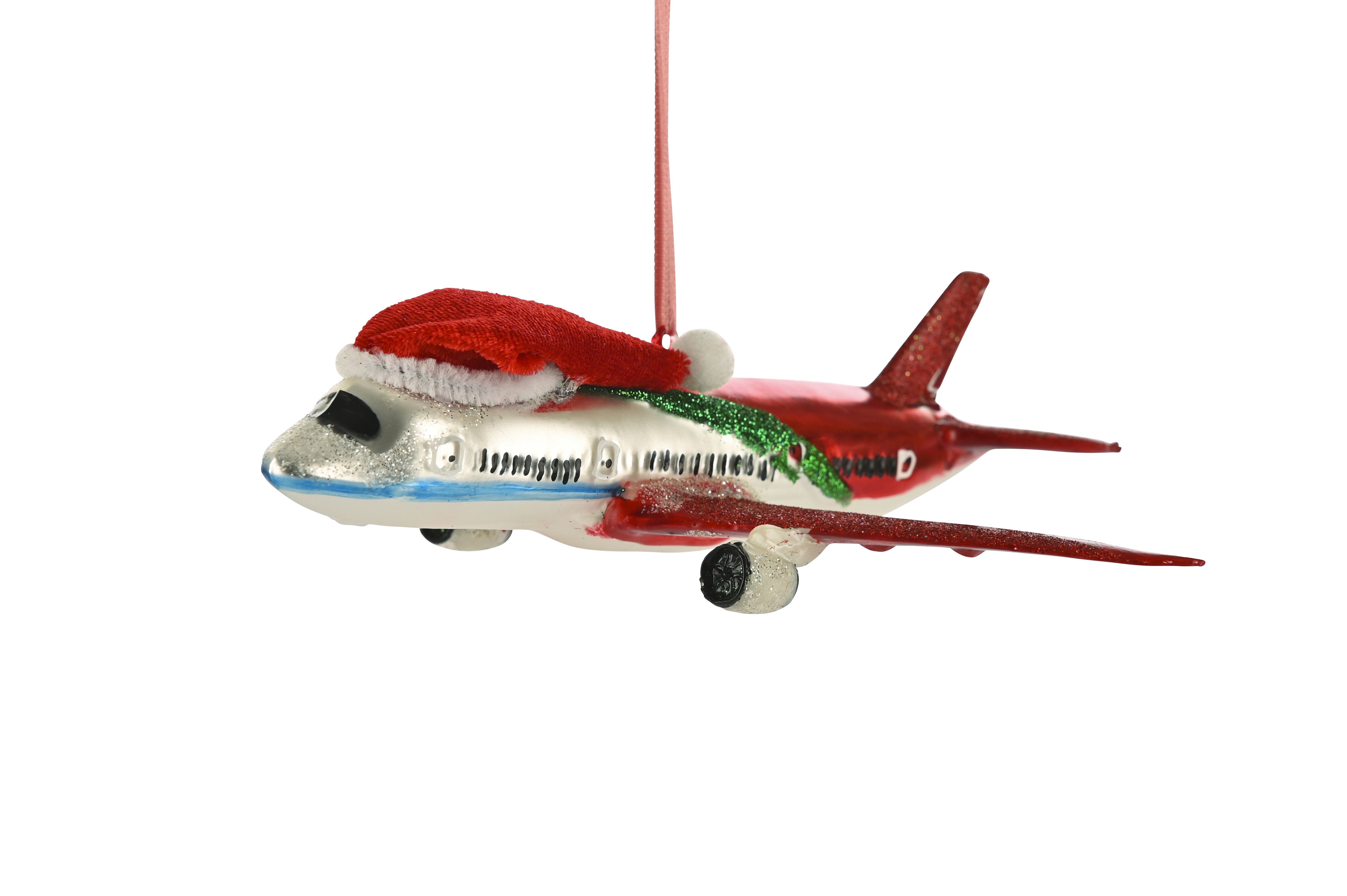 hanger airplane w. santa hat, red