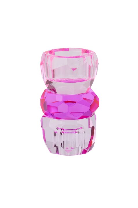 Palisades, Kristallglas, Kerzen-/Teelichthalter H10,5cm, rosa/pink, gs