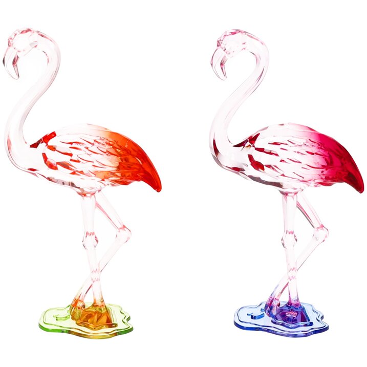 Birds, Flamingo, H15,9cm, 2fach sortiert, rot/grün, fuchsia/blau