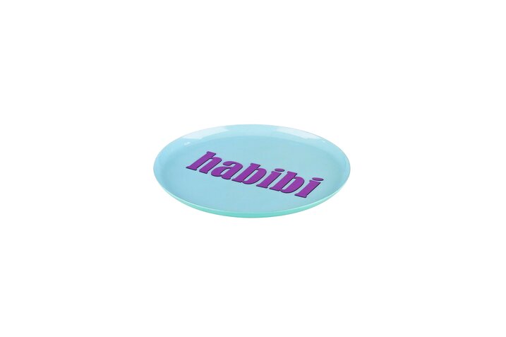 Love Trays, Dekotablett, XS, Motiv: Habibi, rund, hellblau