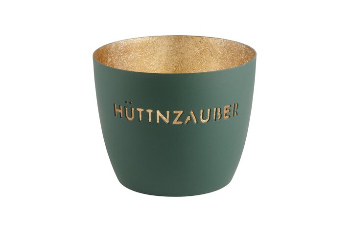 Madras, Windlicht, M, Motiv: Hüttnzauber, yucca/gold