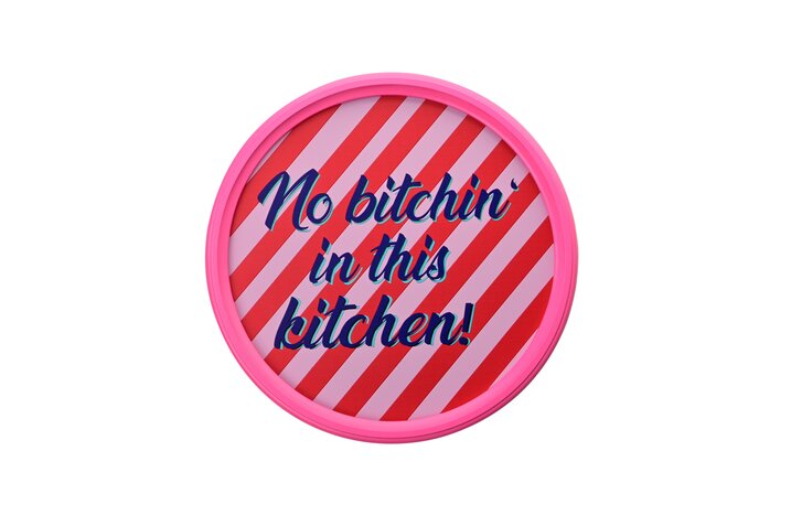 Love Frames, picture, d25cm, motive: No bitchin' in this kitchen!, multicolor/neon pink