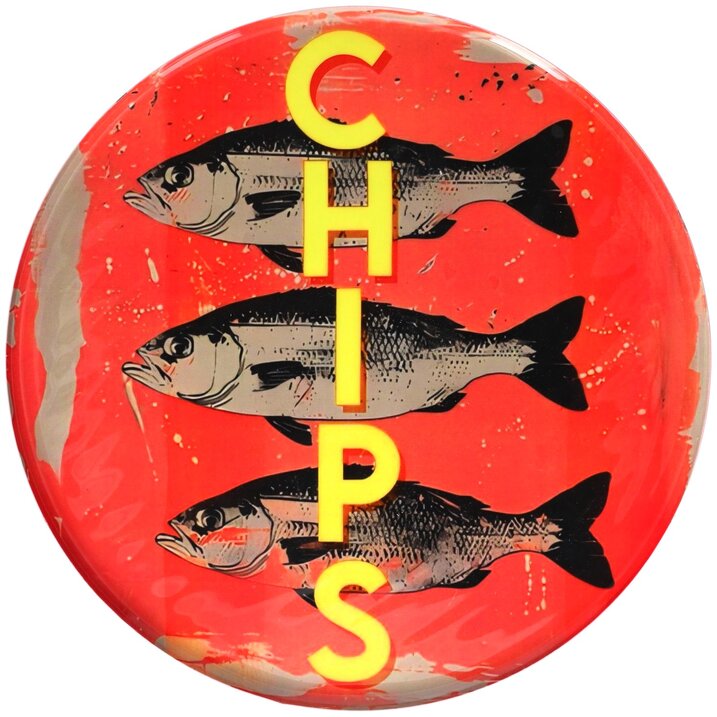 Love Trays, Dekotablett, L, Motiv: Fish & Chips, rot