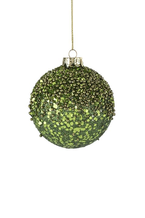 Seoul, Weihnachtskugel, 8cm, Glitzer, Pailletten, grün