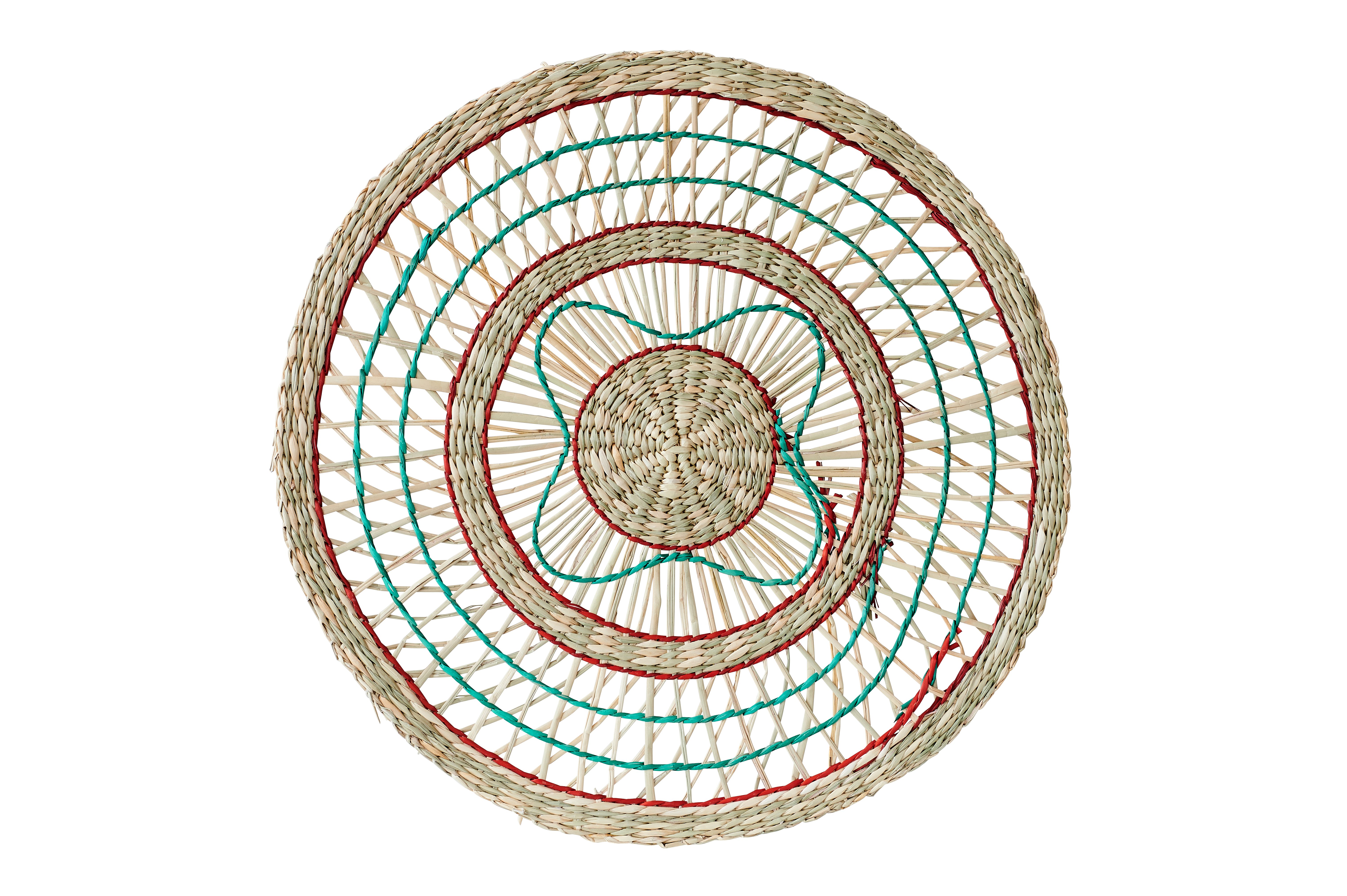 Boathouse, Platzmatte, rund, D38cm, natur/rot/grün