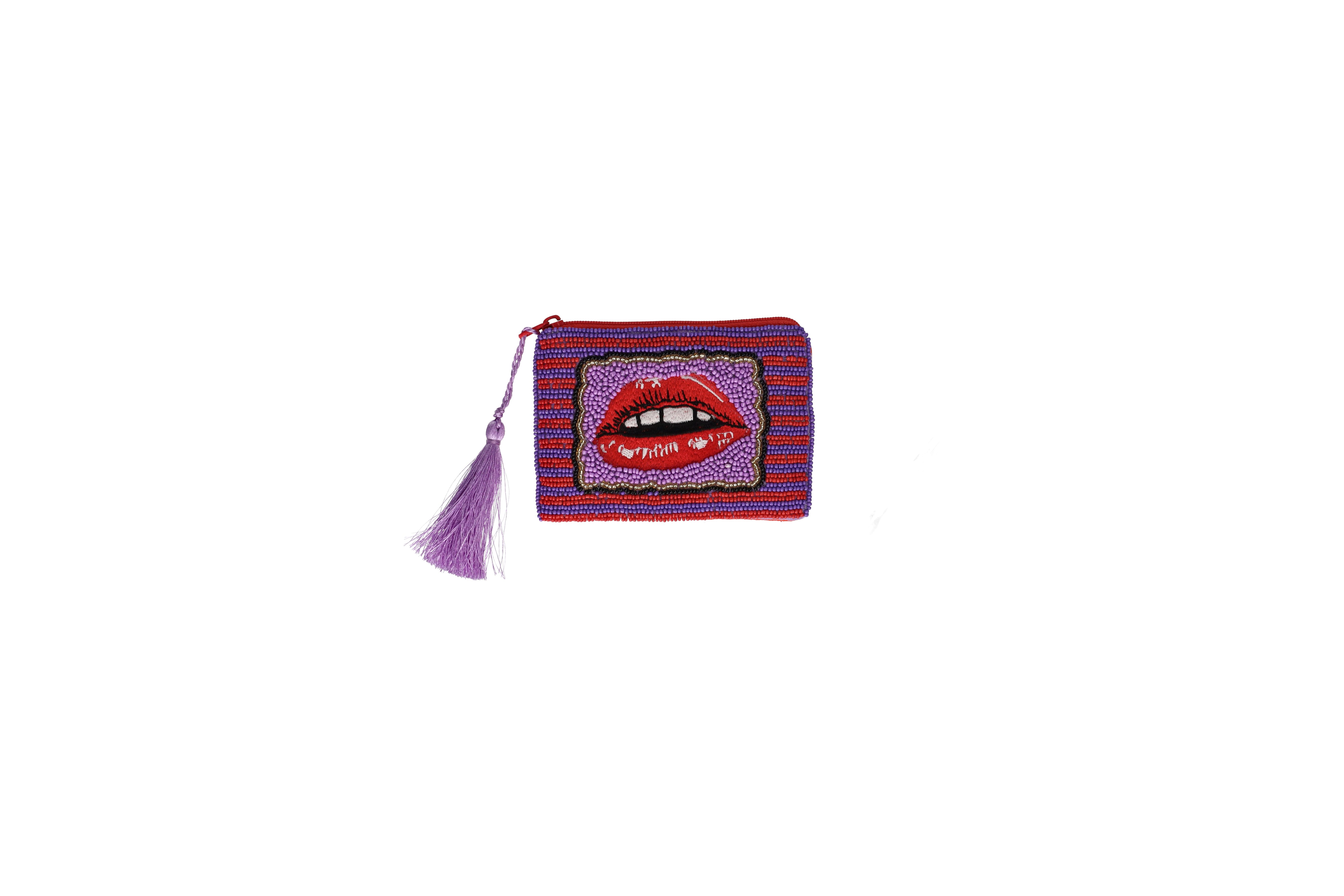 Elodie, cosmetic bag, XS, motive: lips, red/purple
