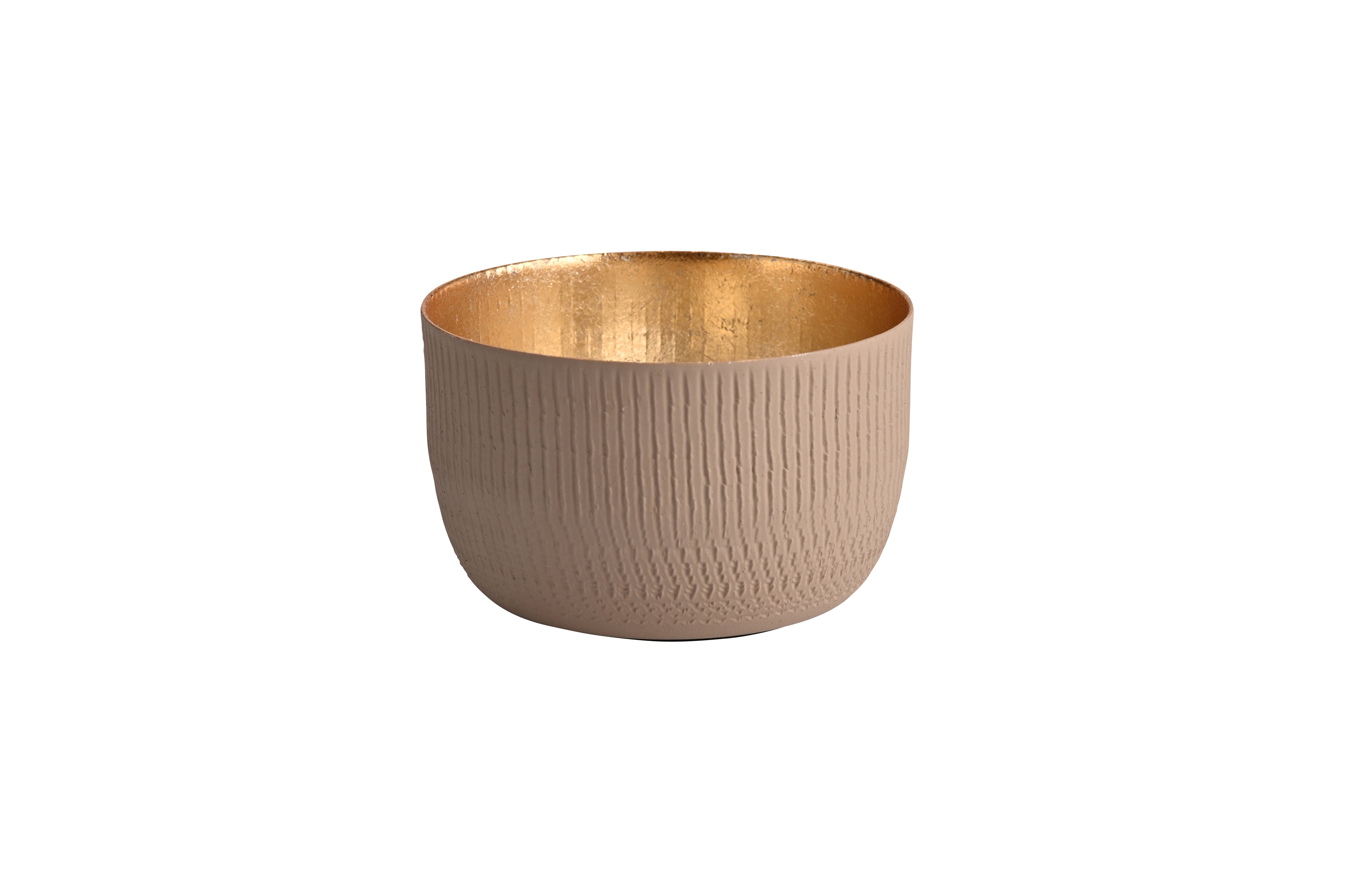Madras, Windlicht, S, Struktur, matt, sandstone/gold