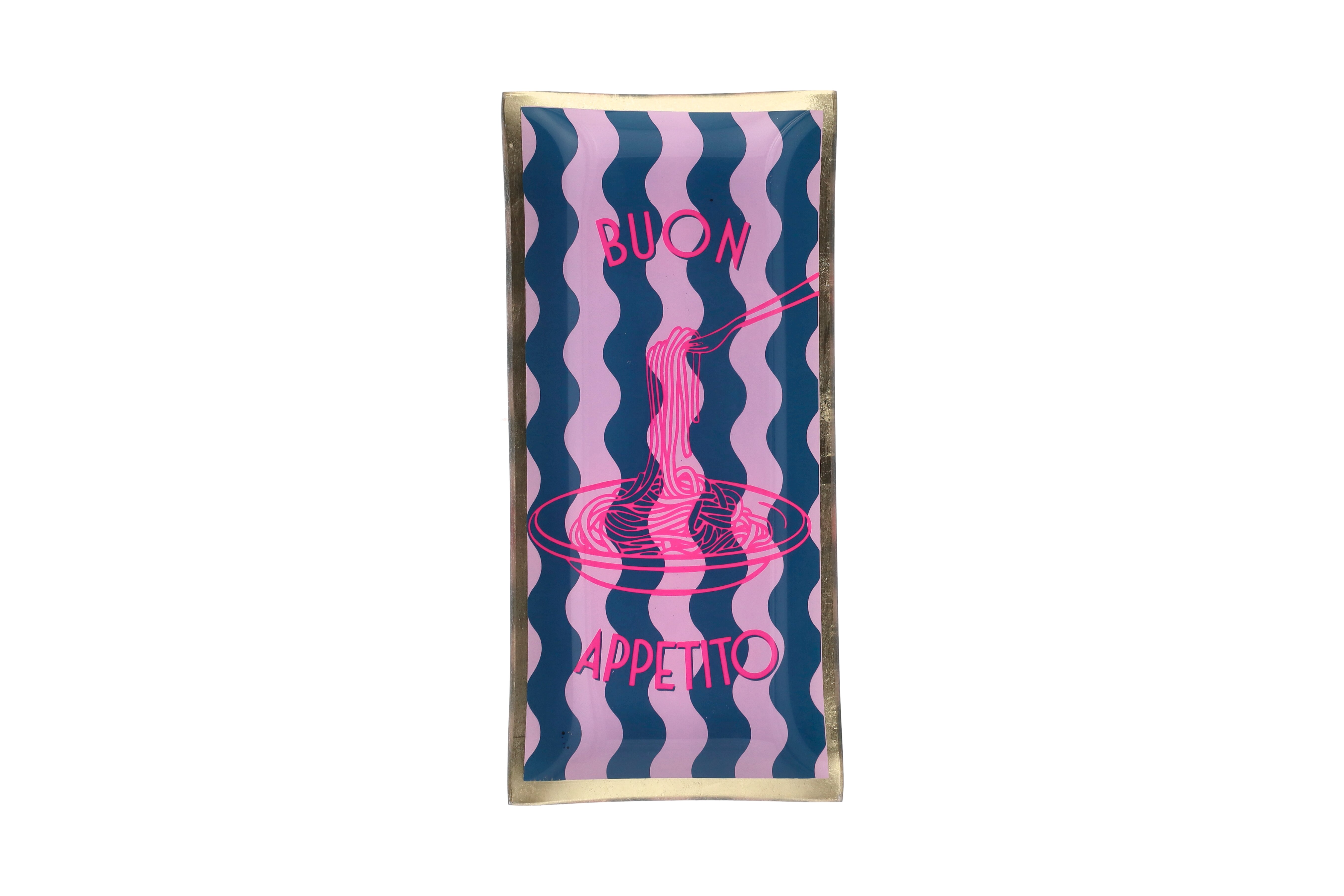 Love Plates, Glasteller, L, Motiv: Buon Appetito, neon pink