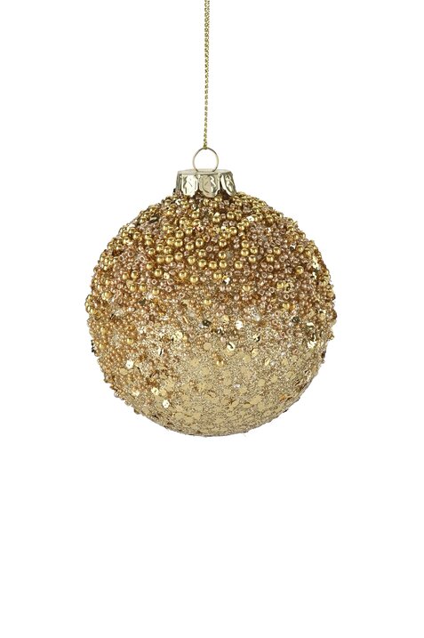 Seoul, Weihnachtskugel, 8cm, Glitzer, Pailletten, gold