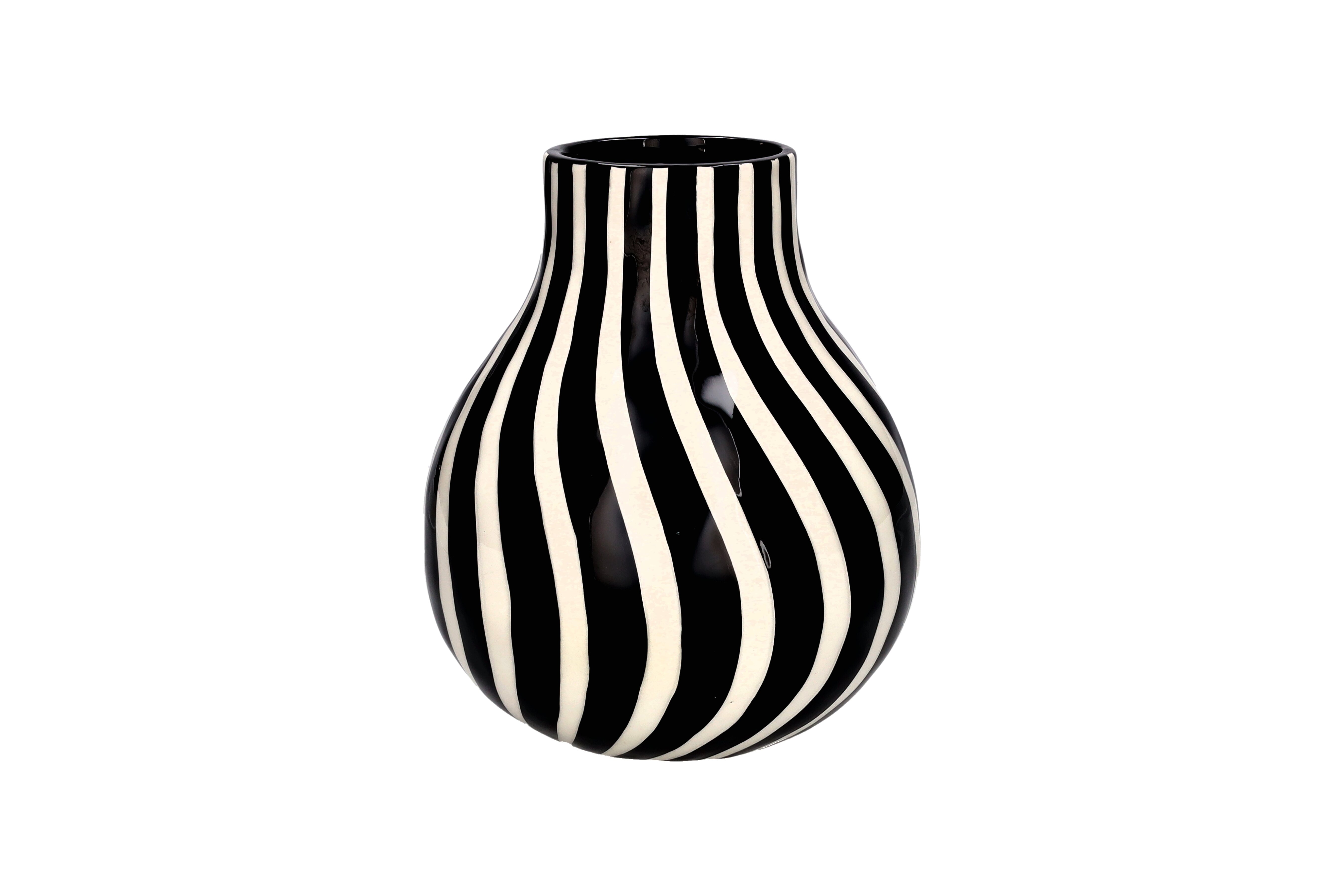 Artisan, vase, striped, M, black/white