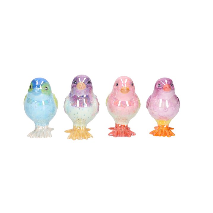 Mignon, deco bird, assorted of 4pcs., multicolor