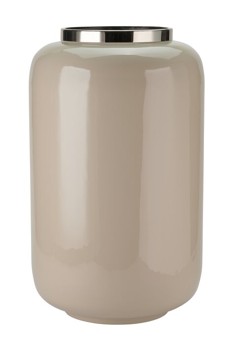 Saigon, Bodenvase mit Metallring, XL(H65cm), sandstone/silber