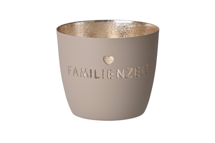 Madras, Windlicht, M, Familienzeit, sandstone/gold