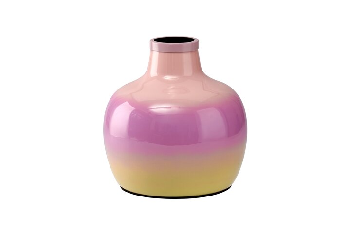 Saigon, Vase mit Metallring, Farbverlauf, rund, rosa/lila/gelb