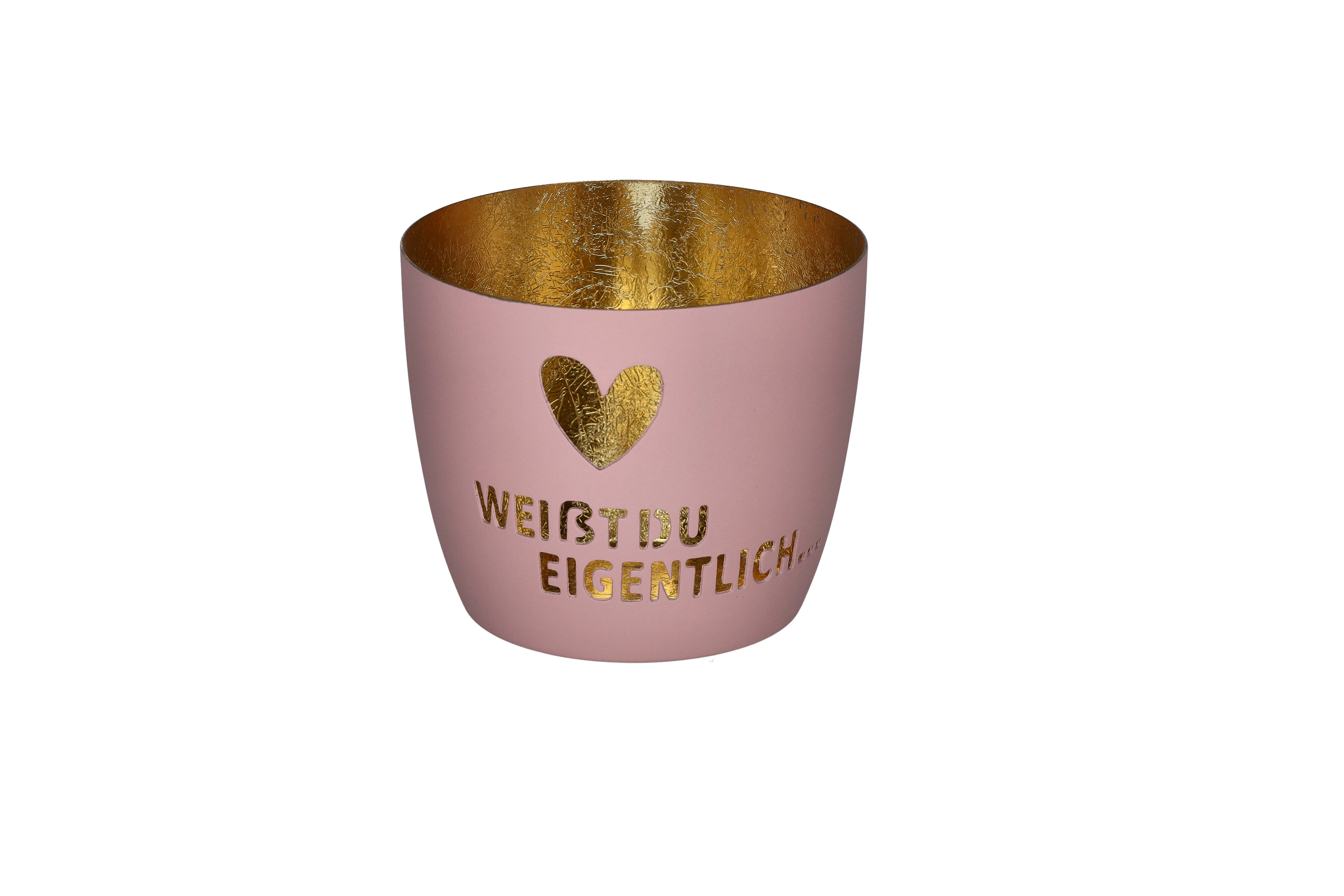 Madras, Windlicht, M, Motiv: Weißt du eigentlich, rosa/ gold