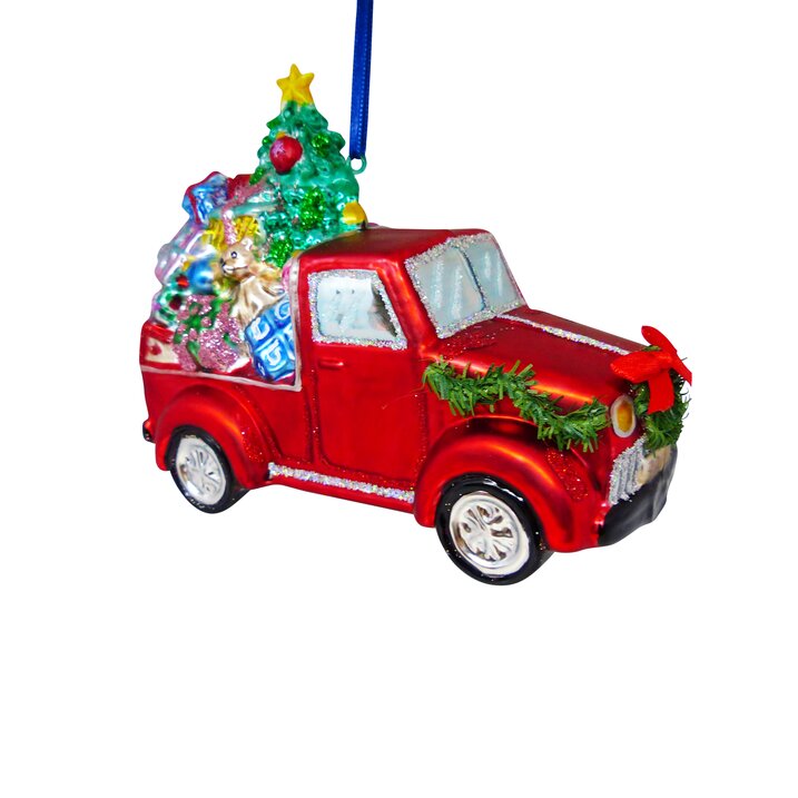 Hänger Truck mit Weihnachtsbaum und Geschenken, rot