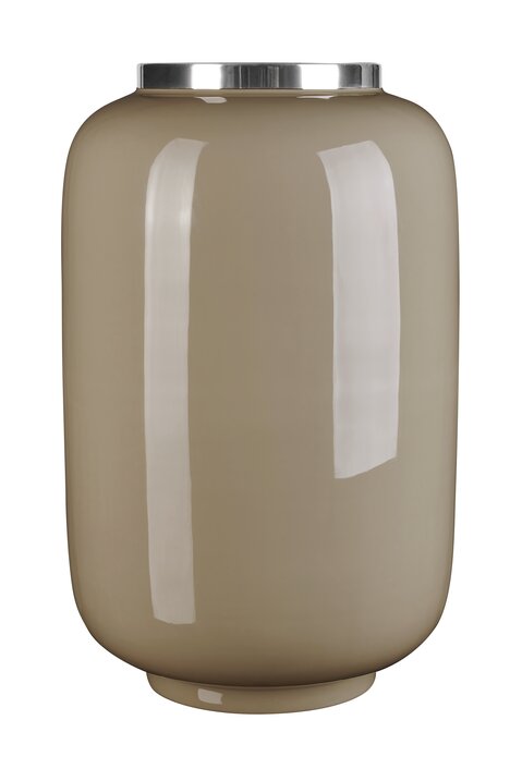 Saigon, Vase mit Metallring, L(H40cm), schlamm/silber