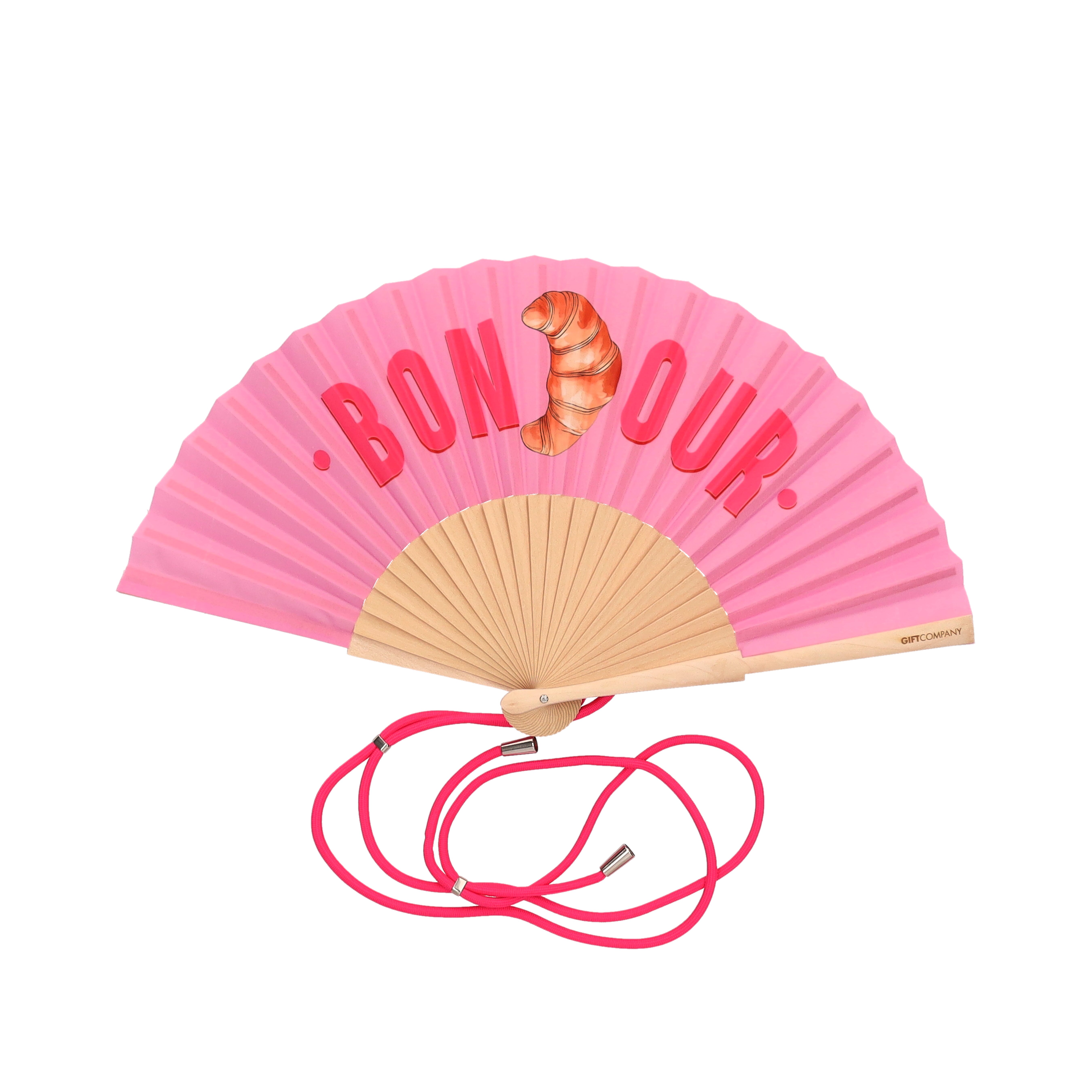 Fififan, Fächer, 23cm, Motiv: Bonjour, rosa