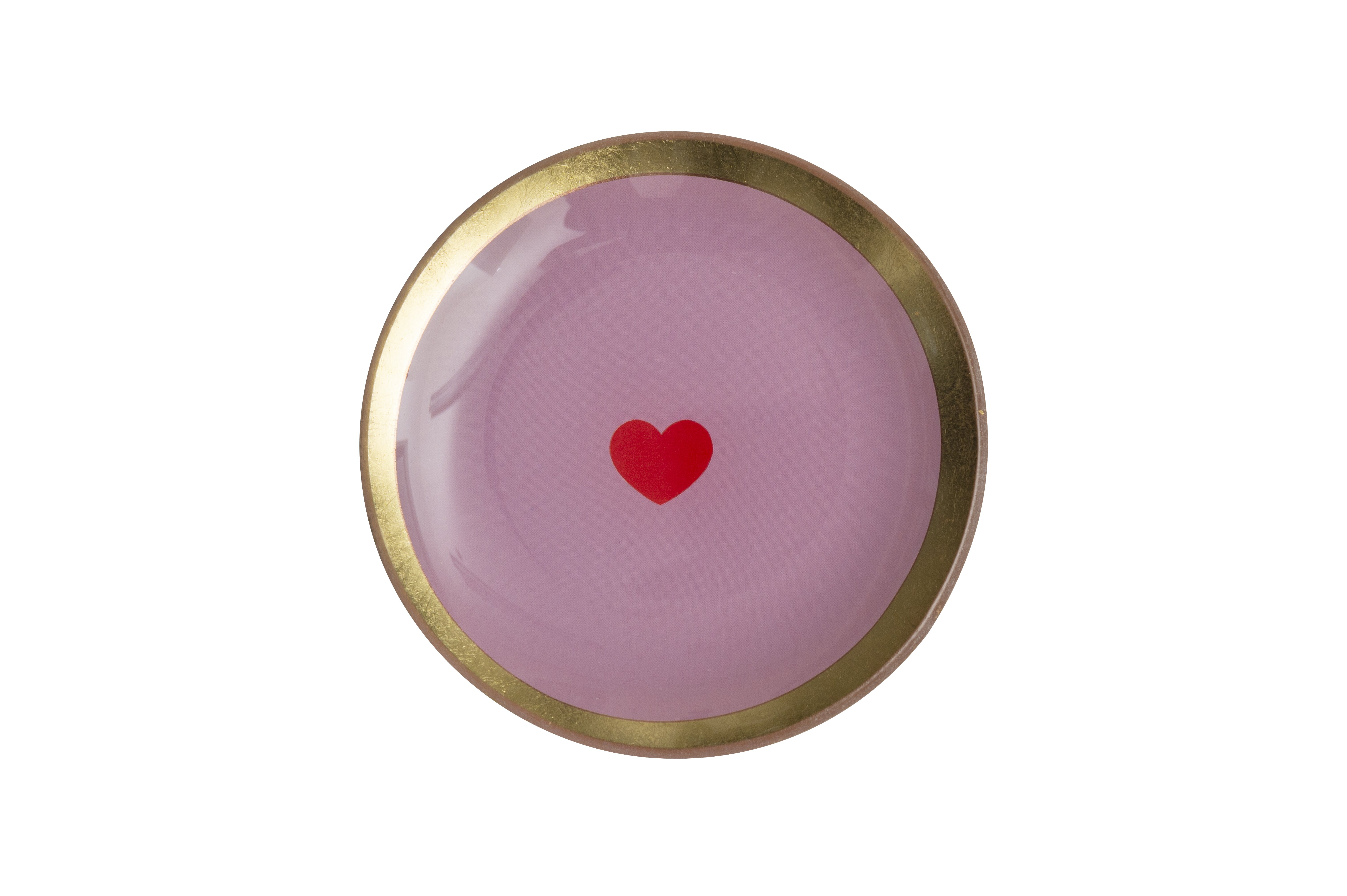 Love Plates, glass plate S, heart, round, pink