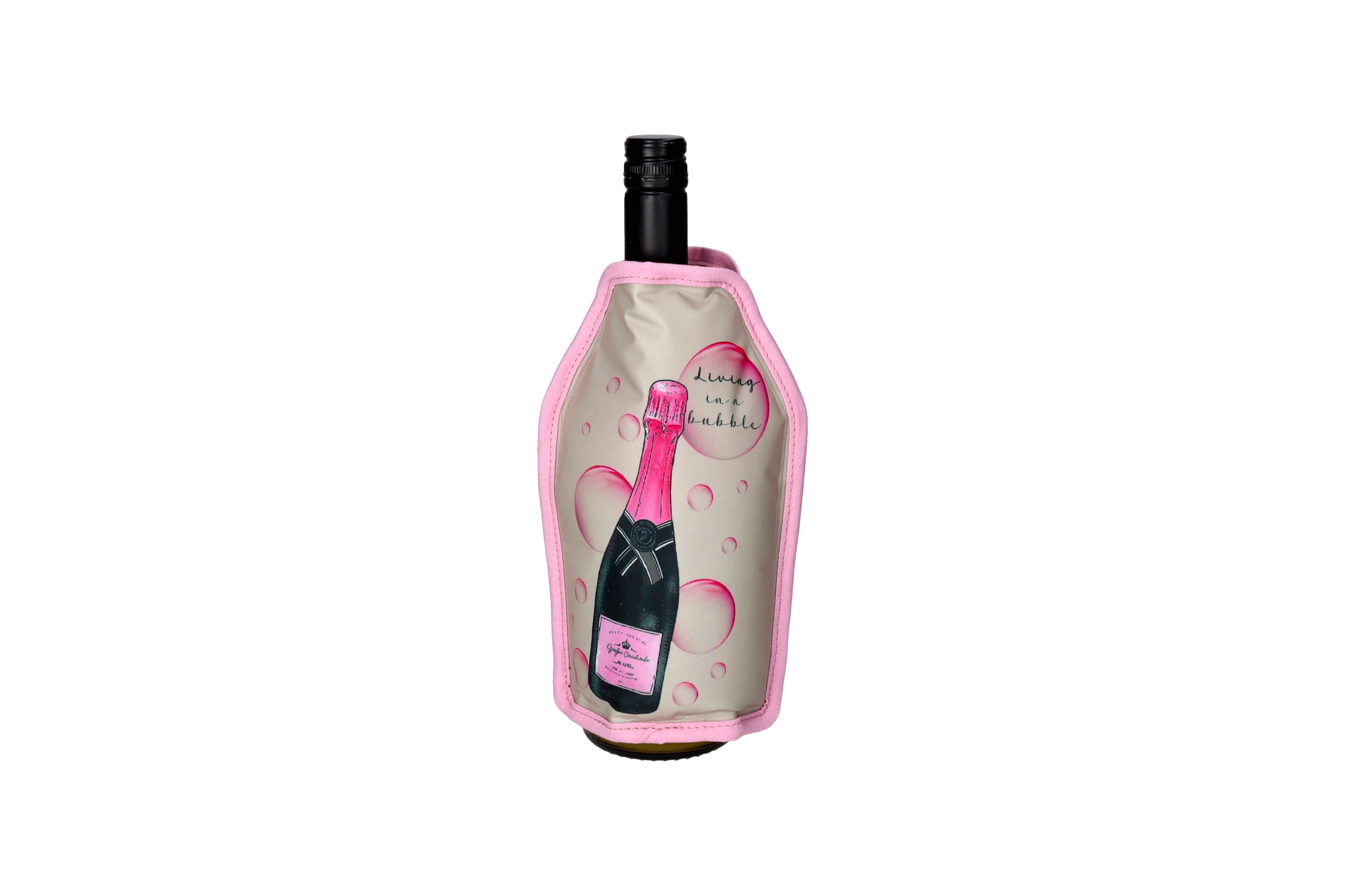 Froid, Kühlmanschette, Motiv: Champagnerflasche, grau/rosa