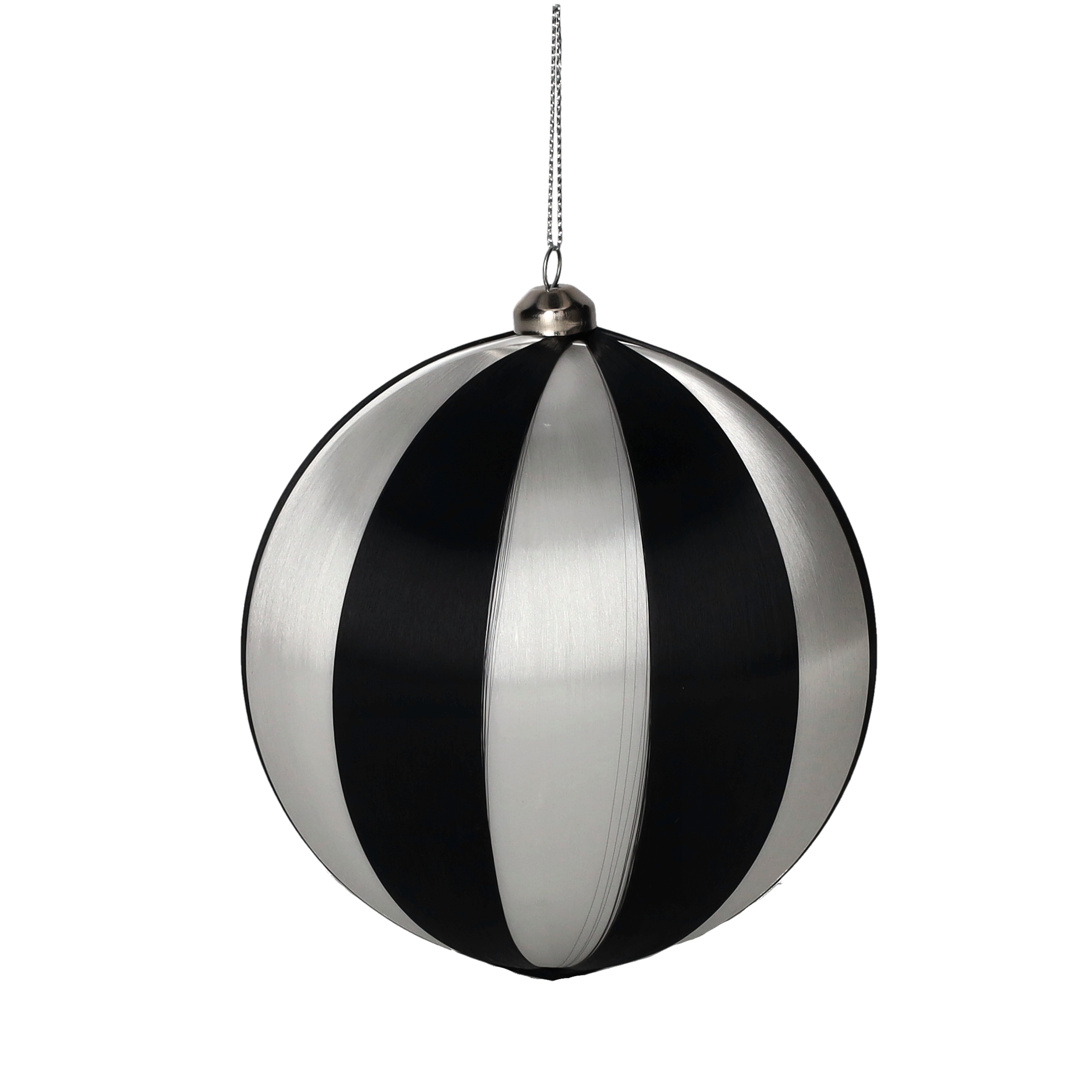 Chinois, Weihnachtskugel, 12cm, Streifen, schwarz/weiß