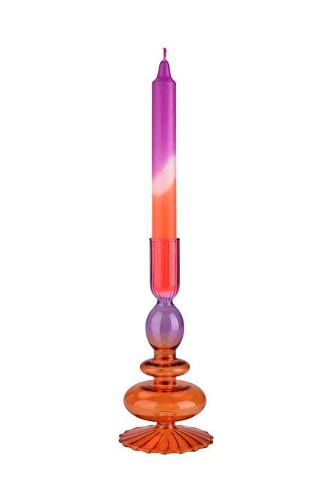 Voile, Kerzenhalter, H19cm, Borosilikatglas, lila/orange, gs