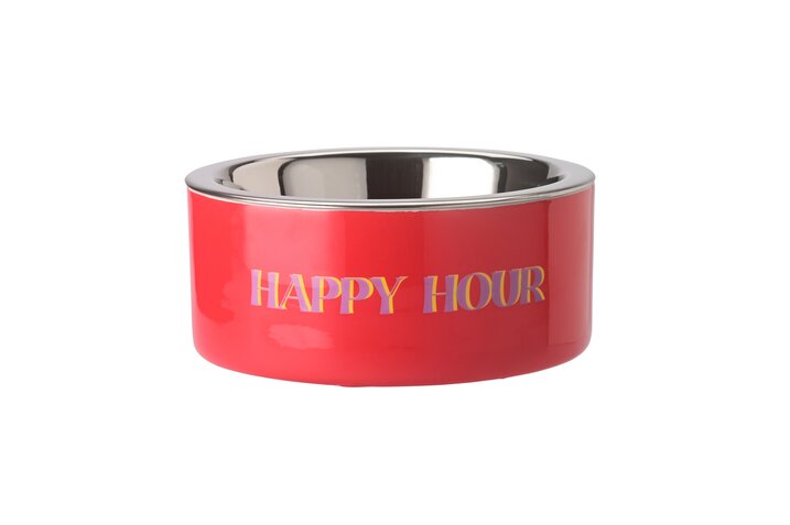 Love Pets, Futternapf, S, Motiv: Happy hour, neon rot