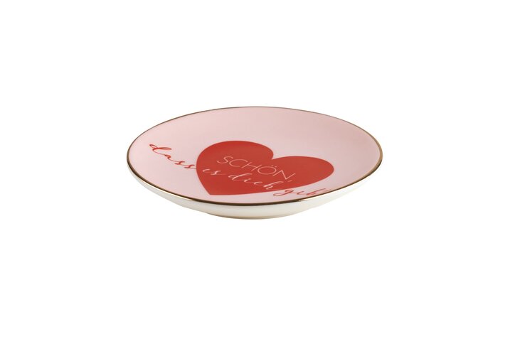 Love Plates, Deko-Teller, Porzellan, Schön, dass es dich gibt!, rund, rosa
