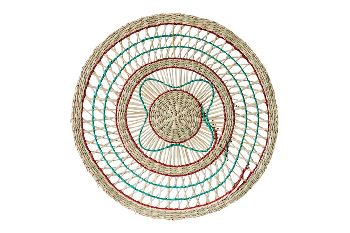 Boathouse, place mat, round, D38cm, nature/red/green