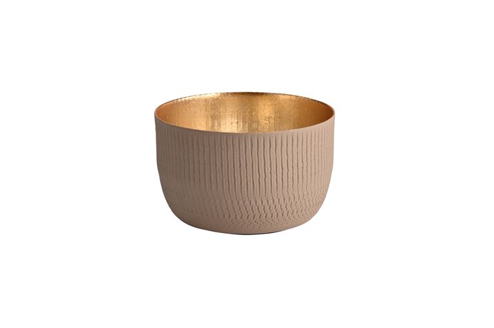 Madras, Windlicht, S, Struktur, matt, sandstone/gold