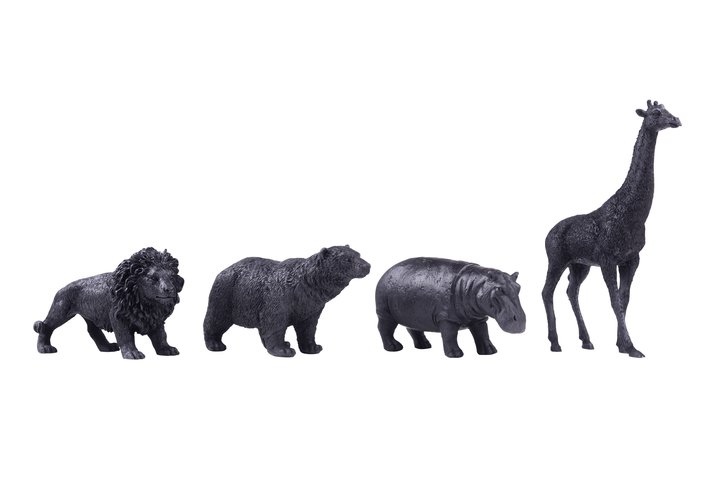 Paper weight, Tiere, 4fach sortiert, schwarz