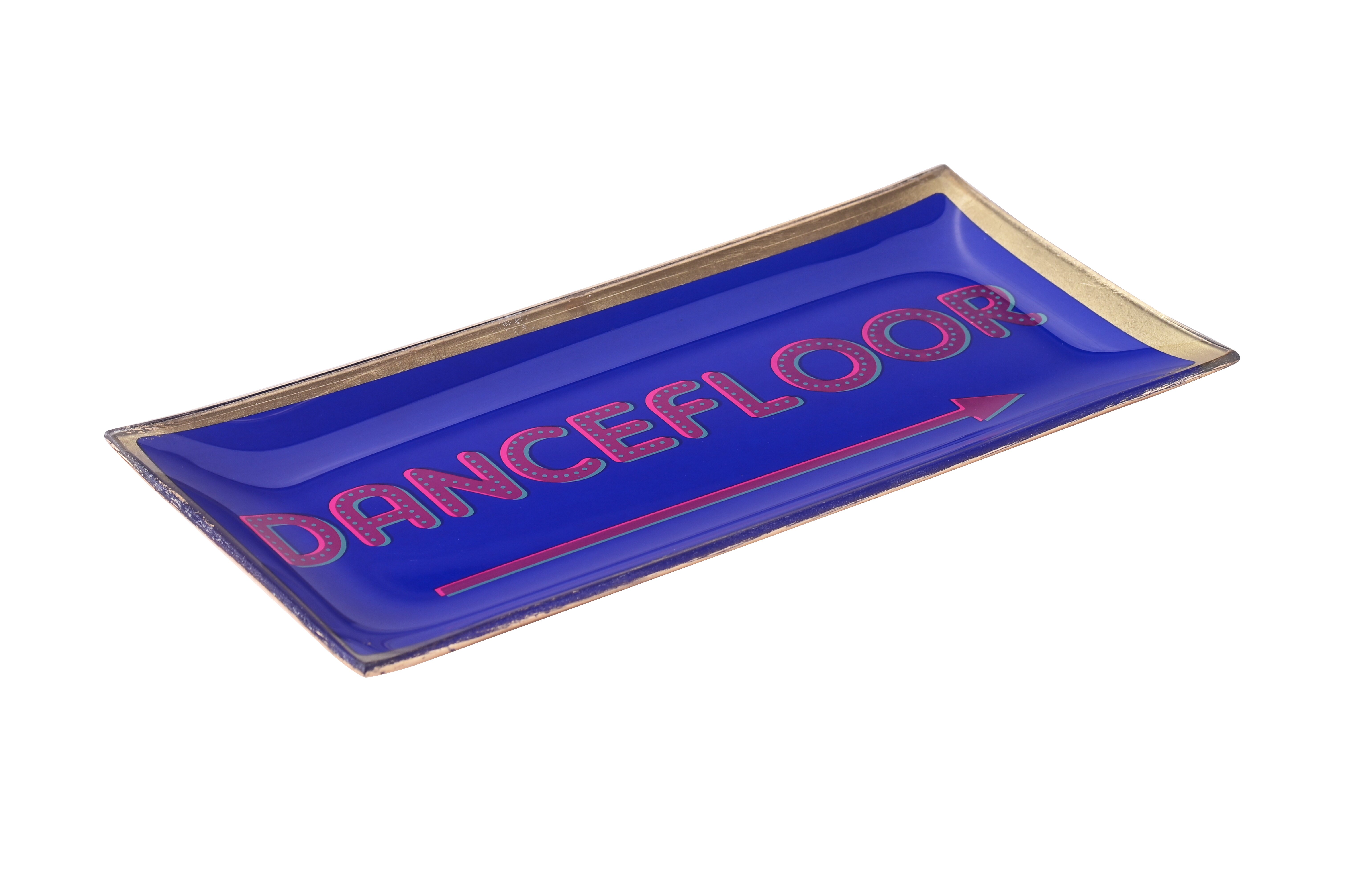 Love Plates, Glasteller L, Motiv: Dancefloor, blau