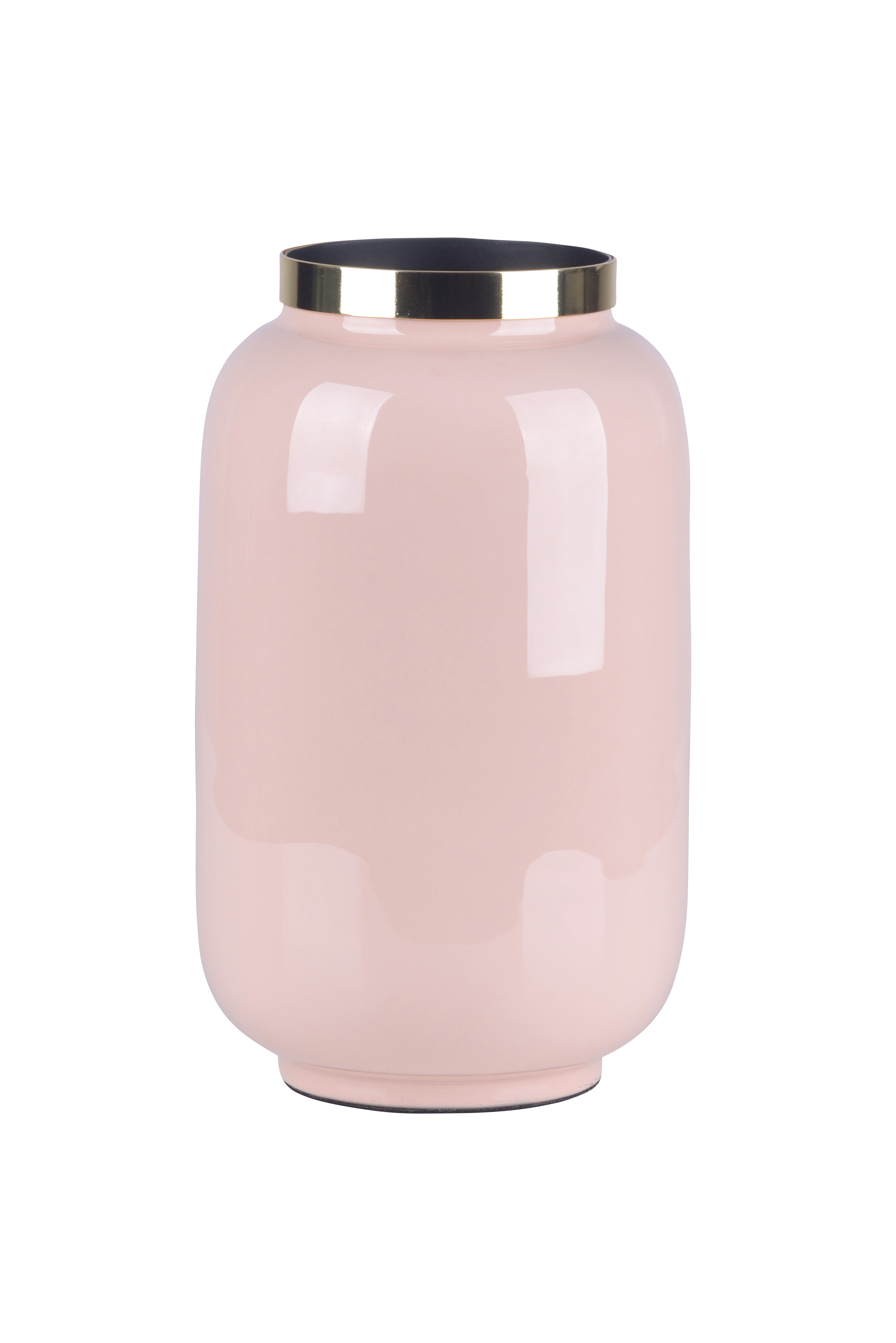 Saigon, Vase mit Metallring, S(H23cm), blush/gold