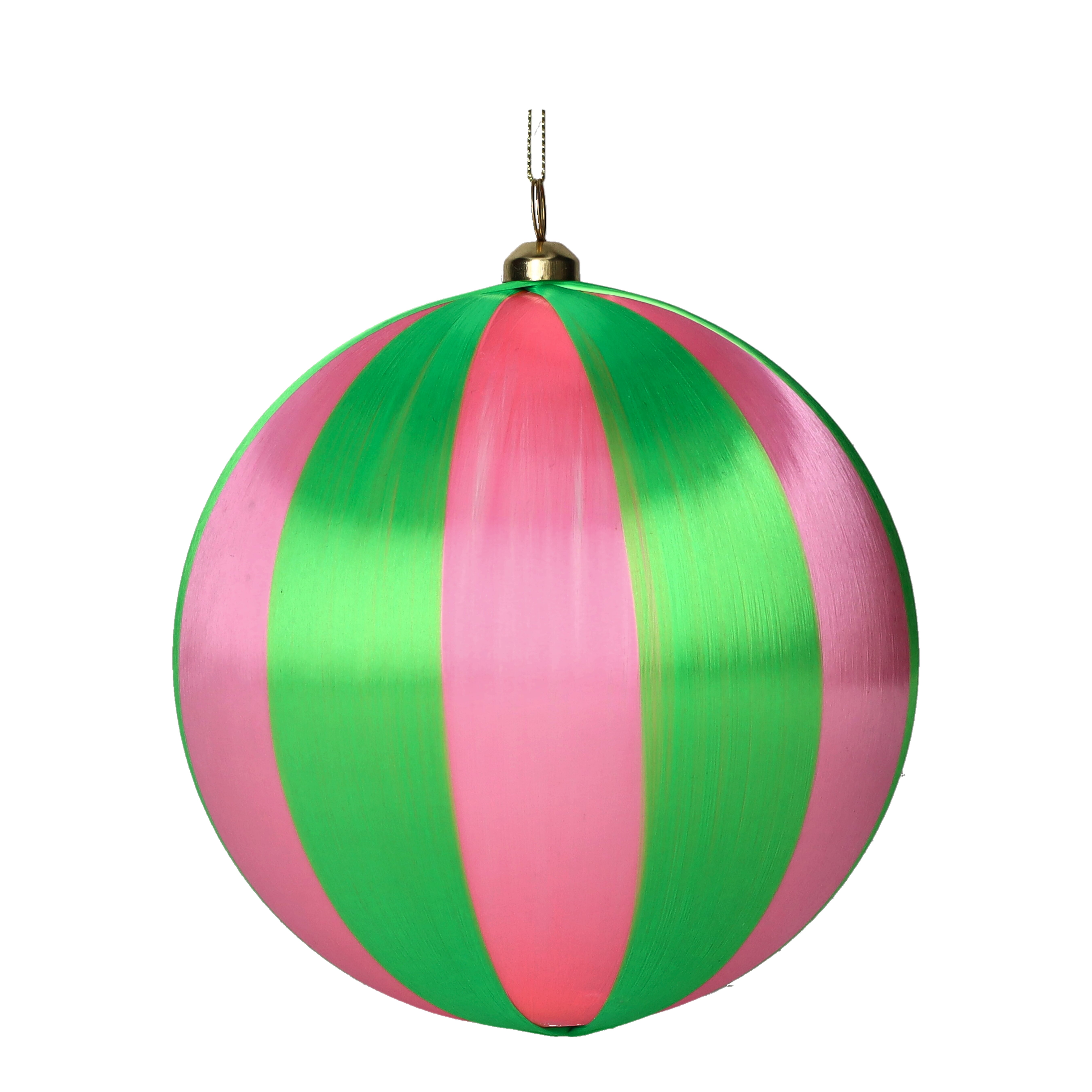 Chinois, Weihnachtskugel, 15cm, Streifen, grün/rosa