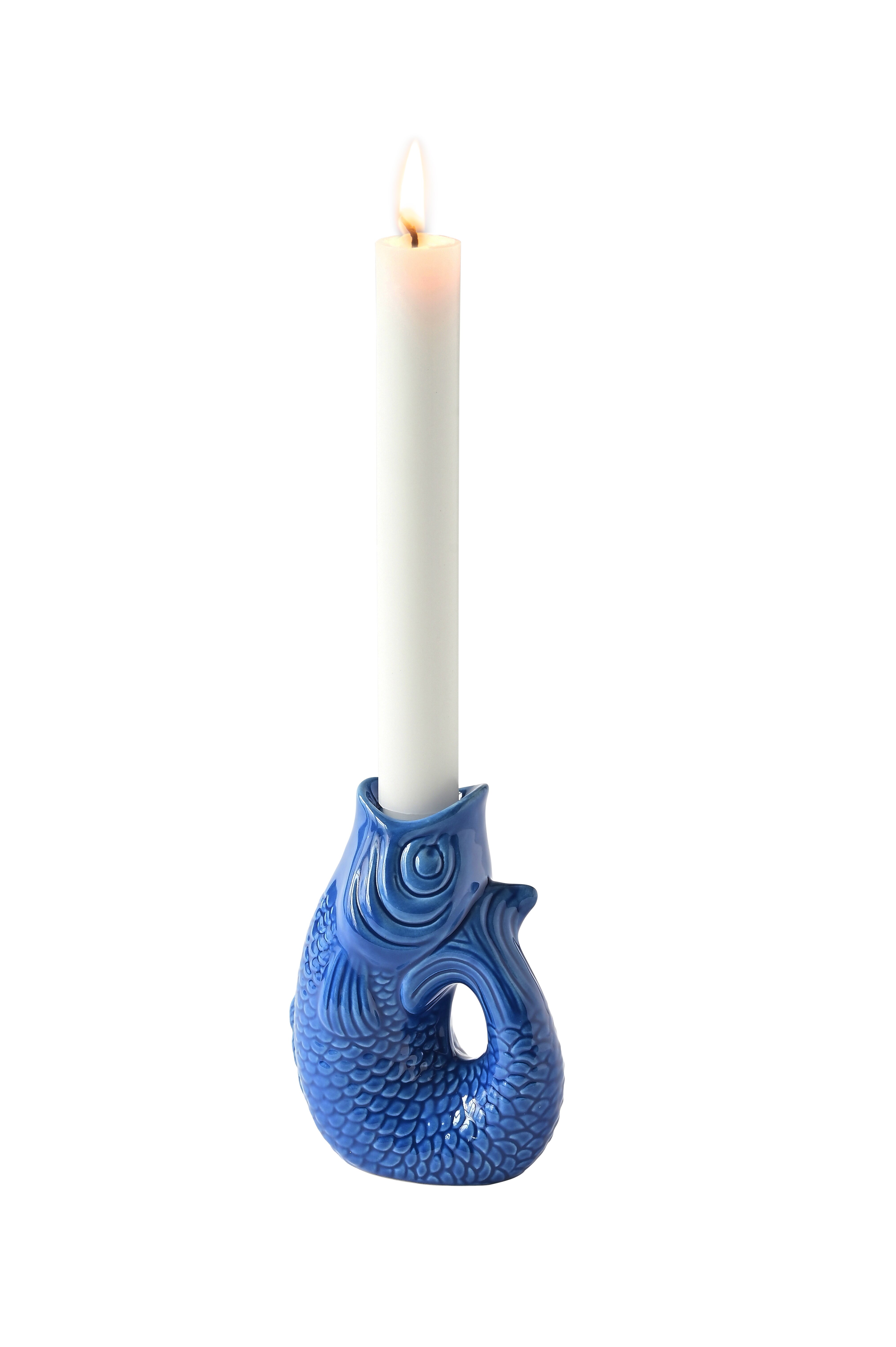 Monsieur Carafon, Fisch, Kerzenhalter XS(H12,7 cm), azure
